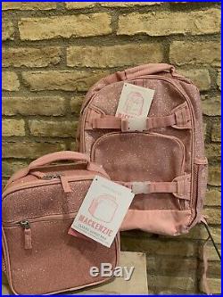 Pottery Barn Kids Large Pink Glitter Backpack Lunch Box Lunchbox New Set
