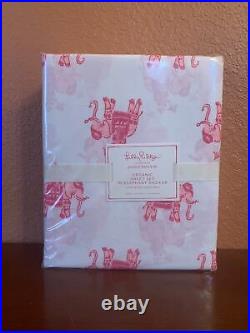 Pottery Barn Kids Lilly Pulitzer Elephant Bazaar Organic QUEEN Sheet Set Pink