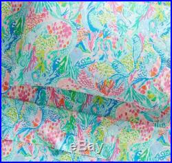 Pottery Barn Kids Lilly Pulitzer Mermaids Cove QUEEN Size Organic Sheet Set NWT