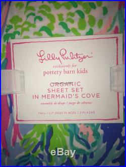 Pottery Barn Kids Lilly Pulitzer Organic Mermaid Cove Full Sheet Set