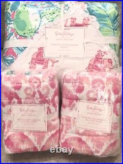Pottery Barn Kids Lilly Pulitzer Printed Party Patchwork Full/Queen Quilt, Shams