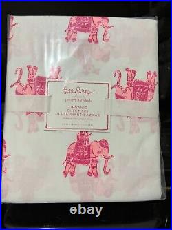 Pottery Barn Kids Lilly Pulitzer Queen Elephant Bazaar Organic Sheet Set Pink