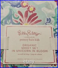 Pottery Barn Kids Lilly Pulitzer Unicorns F/Q Comforter Sheets Shams Pillow 8 PC