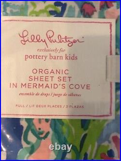 Pottery Barn Kids Lilly Pulitzer organic MERMAID cove FULL sheet set NIP VHTF