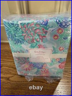 Pottery Barn Kids Lilly Pulitzer organic UNICORNS in bloom QUEEN sheet set NWT