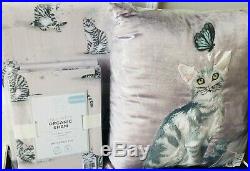Pottery Barn Kids Lulu Kitty Full Queen Duvet Shams Pillow Set New Organic Sweet