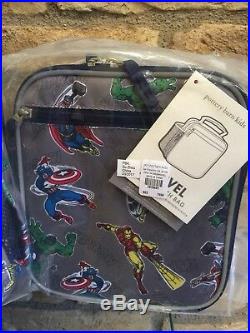 Pottery Barn Kids MARVEL Rolling Backpack Lunch Box Water Bottle Thermos New