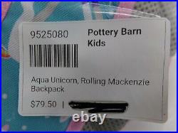 Pottery Barn Kids Mackenzie Aqua Unicorn Rolling Backpack #9913