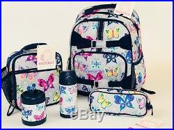 Pottery Barn Kids Mackenzie Backpack Gray Rainbow Butterfly Large Girls Bookbag