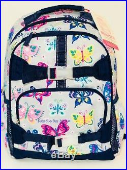 Pottery Barn Kids Mackenzie Backpack Gray Rainbow Butterfly Large Girls Bookbag