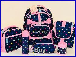Pottery Barn Kids Mackenzie Backpack Large Navy Pink Multi Heart Girls Lunchbox