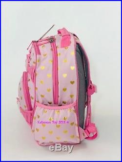 Pottery Barn Kids Mackenzie Backpack Pink Gold Foil Heart Large Girl Bookbag New