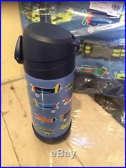 Pottery Barn Kids Mackenzie Blue Airplane Large Backpack Water Bottle Lunch Box