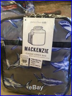 Pottery Barn Kids Mackenzie Gray Shark Large Backpack Lunch Box Water Bottle New