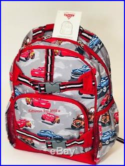 Pottery Barn Kids Mackenzie Large Backpack Gray Red Car Boys Bookbag Disney New