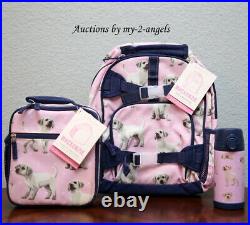 Pottery Barn Kids Mackenzie PINK PUPPY Small Backpack Lunch Box Water Bottle dog