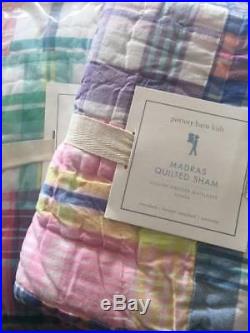 Pottery Barn Kids Madras Plaid Full / Queen Quilt +2 Euros Pink Purple Turquoise