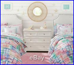Pottery Barn Kids Madras Plaid Full / Queen Quilt +2 Euros Pink Purple Turquoise
