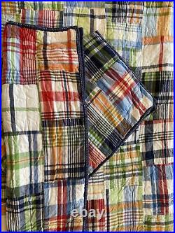 Pottery Barn Kids Madras Plaid Full Queen Quilt And 2 Standard Shams