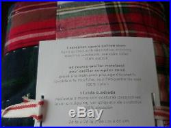Pottery Barn Kids Madras Plaid Full Queen Quilt Euro Shams Christmas Holiday Red