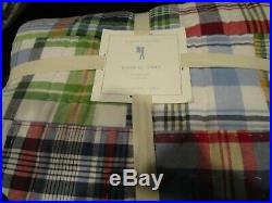 Pottery Barn Kids Madras navy Quilt twin + 1 standard sham New with tags