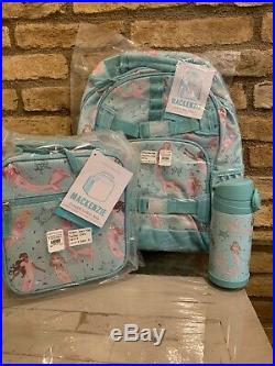 Pottery Barn Kids Magical Mermaid Large Backpack Lunchbox Water Bottle Set New