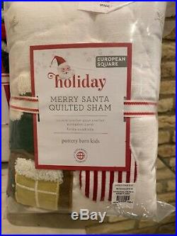 Pottery Barn Kids Merry Santa Full Queen Quilt Euro Shams Santa Pillow Christmas