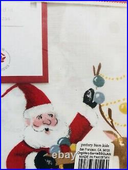 Pottery Barn Kids Merry Santa Queen Sheet Set Christmas Organic COTTON Percale