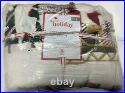 Pottery Barn Kids Merry Santa Twin Quilt Christmas Holiday NEW