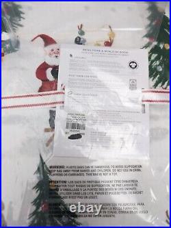 Pottery Barn Kids Merry Santa Twin Sheet Set Christmas Organic Cotton NEW