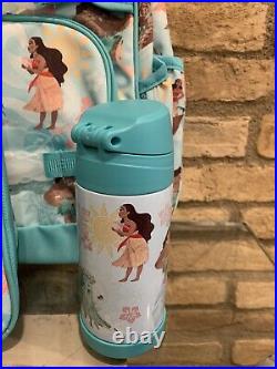 Pottery Barn Kids Moana Large Backpack Lunchbox Water Bottle Set Disney Princess