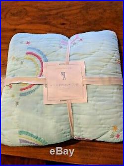 Pottery Barn Kids Molly Rainbow Quilt Full/Queen Aqua NEW WithTAGS