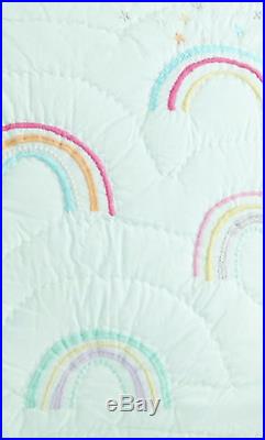 Pottery Barn Kids Molly Rainbow Quilt Full/Queen Aqua NEW WithTAGS