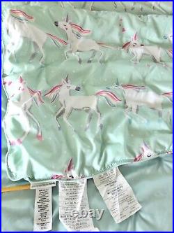 Pottery Barn Kids Molly Unicorn Dream Puff Quilt comforter & Sham TWIN 68X86