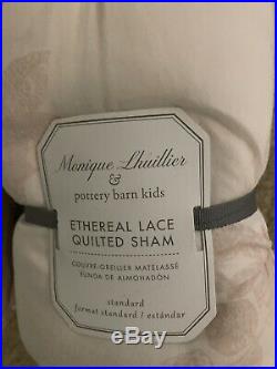 Pottery Barn Kids Monique Lhuillier Ethereal Lace Quilt Shams Blush Pink Full Q