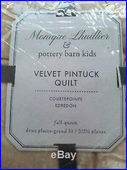 Pottery Barn Kids Monique Lhuillier Velvet Pintuck Quilt Full Queen Blush #2967