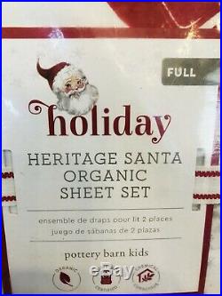 Pottery Barn Kids Morgan Duvet Santa Full Sheet Set Shams Christmas Ho Ho Ho