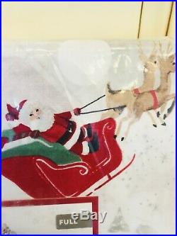 Pottery Barn Kids Morgan Duvet Santa Full Sheet Set Shams Christmas Ho Ho Ho