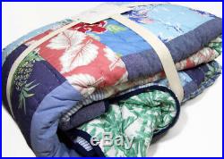 Pottery Barn Kids Multi Color Bryce Vintage Surf Palm Tree Leaf Full Queen Quilt