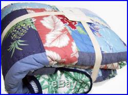 Pottery Barn Kids Multi Color Bryce Vintage Surf Palm Tree Leaf Full Queen Quilt