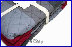 Pottery Barn Kids Multi Color Red Gray Color Block Stripe Full Queen Quilt New