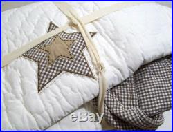 Pottery Barn Kids Multi Colors Brown Gingham Brown Star Holden Twin Quilt New