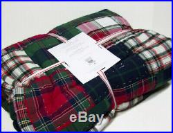 Pottery Barn Kids Multi Colors Christmas Holiday Madras Plaid Twin Quilt New