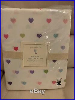 Pottery Barn Kids Multi Colors Organic Cotton Hearts Queen Sheet Valentines