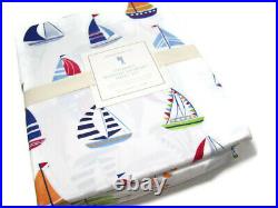 Pottery Barn Kids Multi Colors Organic Cotton Hudson Sail Boat Queen Sheet Set