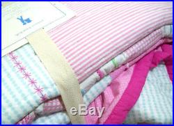 Pottery Barn Kids Multi Colors Pink Pacific Surf Cotton Full Queen Quilt New