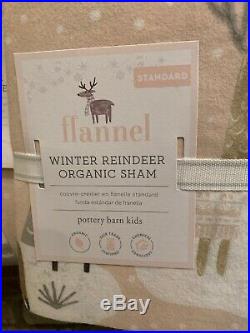 Pottery Barn Kids Multi Colors Winter Reindeer Flannel Twin Duvet Cover Sham New