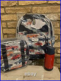 Pottery Barn Kids Muscle Car Large Backpack Lunch Box Water Bottle School New