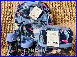 Pottery Barn Kids Navy Mermaid Large Backpack Lunchbox Water Bottle Thermos New
