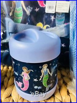 Pottery Barn Kids Navy Mermaid Large Backpack Lunchbox Water Bottle Thermos New